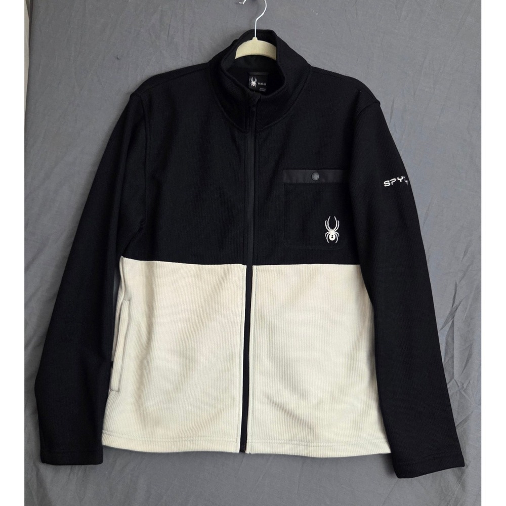 NWT Spyder Full Zip Fleece Lined Thermal Jacket Black Cream Medium